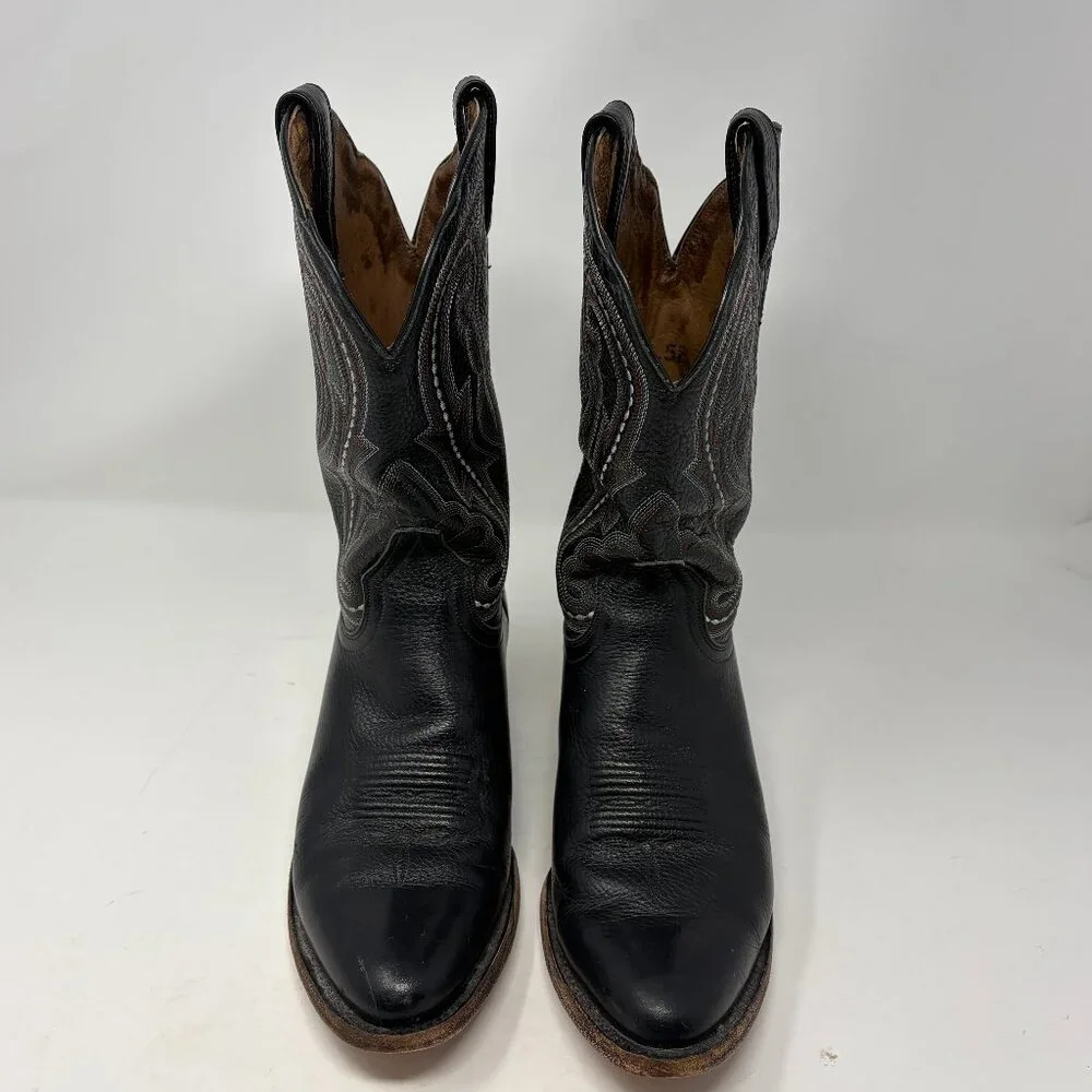 Ariat Black Western Cowboy Boots with Brown Accents - Picture 2 of 11